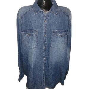 Mountain Ridge Classic Blue Denim Snap Button Up Shirt Size 3XL